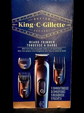 King C Gillette Cordless Beard Trimmer Kit with Interchangeable Combs Grooming